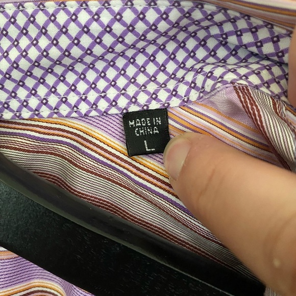 Bugatchi Uomo Multicolor Striped Button Down Shirt large - Picture 4 of 11